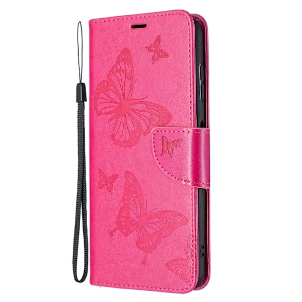 Nokia G10 / G20 Fodral Tryckt Butterfly Läder Rosa