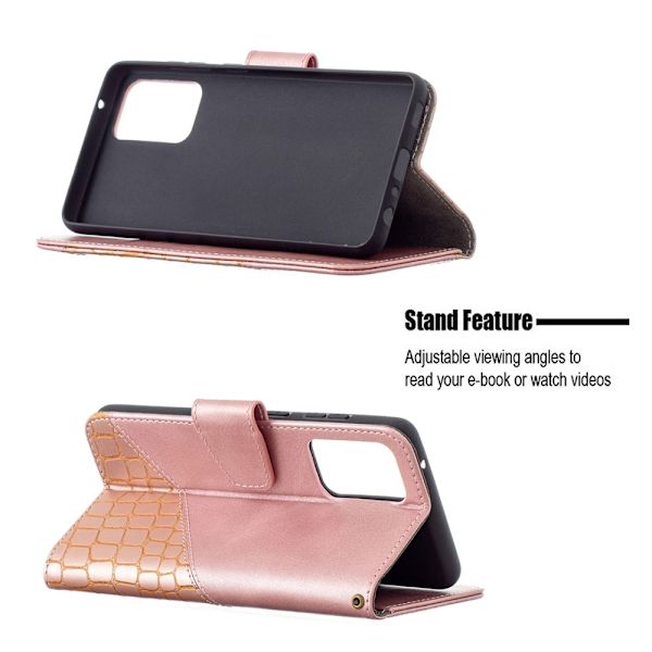 Samsung Galaxy A72 - Krokodil Läder Fodral - Roséguld Roséguld Roséguld