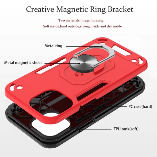 iPhone 13 Mini - Armor Ring Skal Med Magnetplatta - Blå
