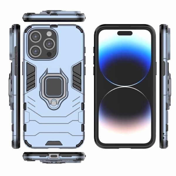 iPhone 15 Pro Max Skal Hybrid Armor Ring Navy Blue