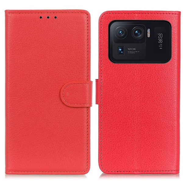 Xiaomi Mi 11 Ultra - Litchi Läder Fodral - Röd Red Röd