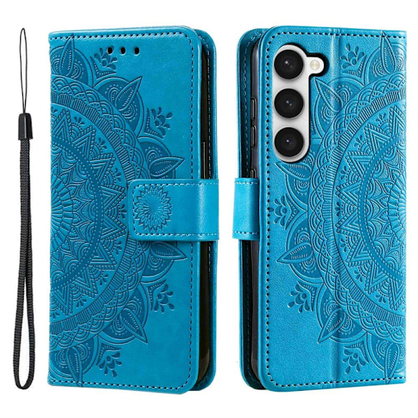 Samsung Galaxy S23 Plus Fodral Mandala Läder Blå
