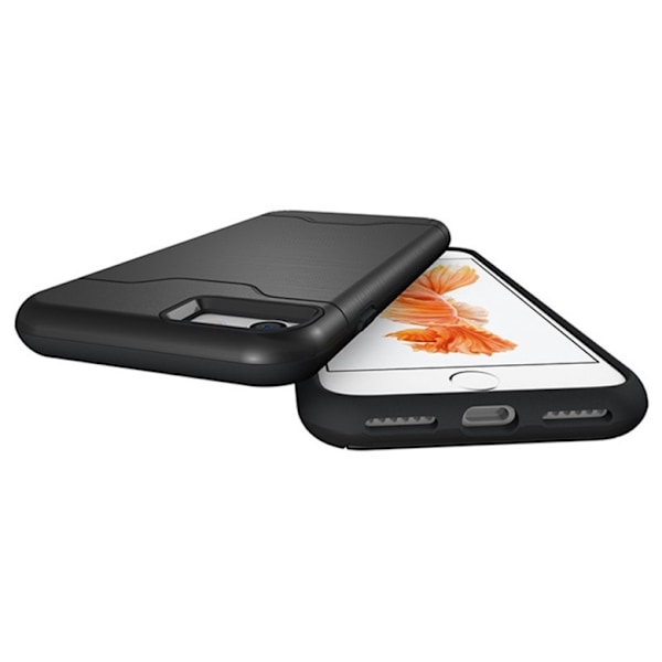 iPhone 7/8 Plus Skal Med Kortfack Och Stöd - Svart