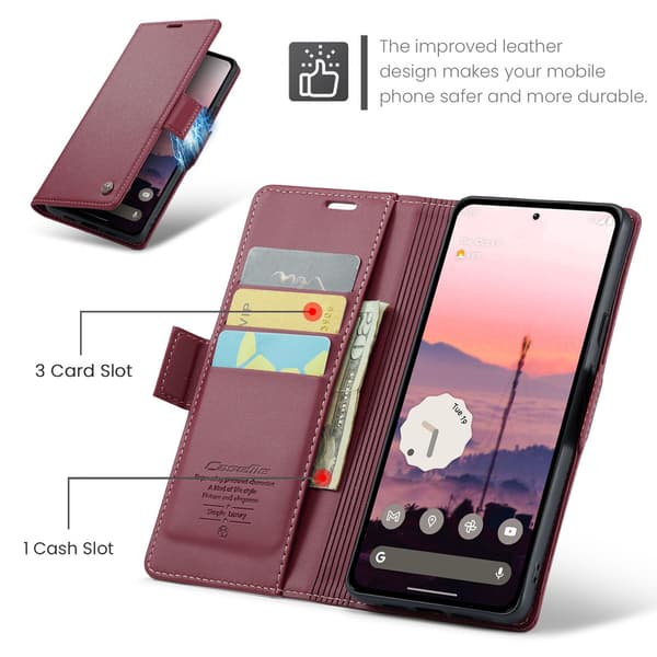 CASEME Google Pixel 10a Fodral RFID Läder Röd