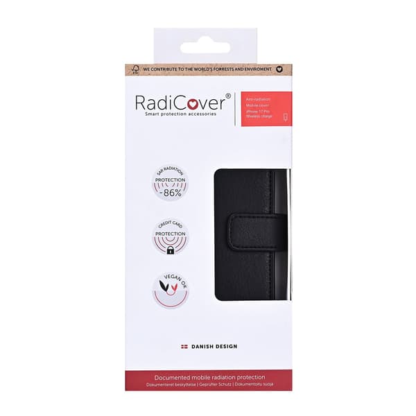Radicover iPhone 18 Pro/17 Pro Mobilfodral Strålningsskydd Svart