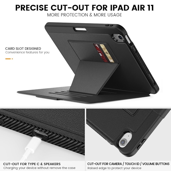 iPad Air 11 2025 / 2024 Fodral Läder Kickstand Korthållare