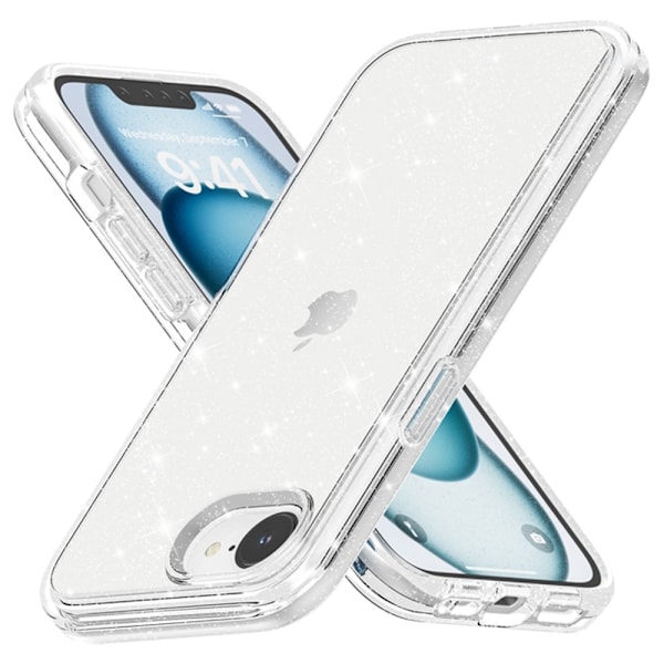 iPhone 17e / 16e Skal Glitter Shockproof Transparent