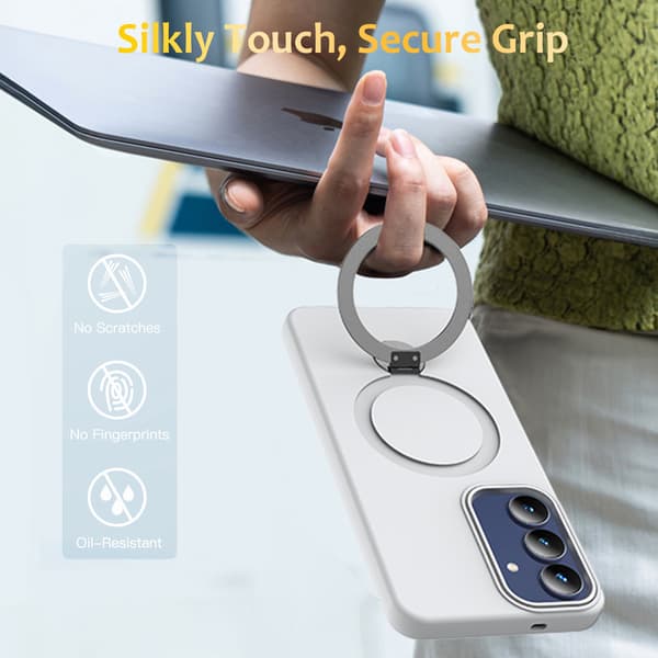 Samsung Galaxy A18/A17/A26 Skal MagSafe Kickstand Hybrid Vit