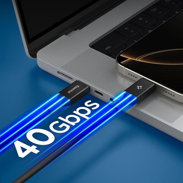 Spigen 1.2m 240W USB-C - USB-C Kabel Essential Svart