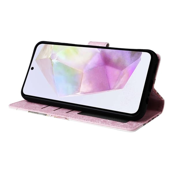 Samsung Galaxy A18 / A17 Fodral RFID Läder Rosa Blommor