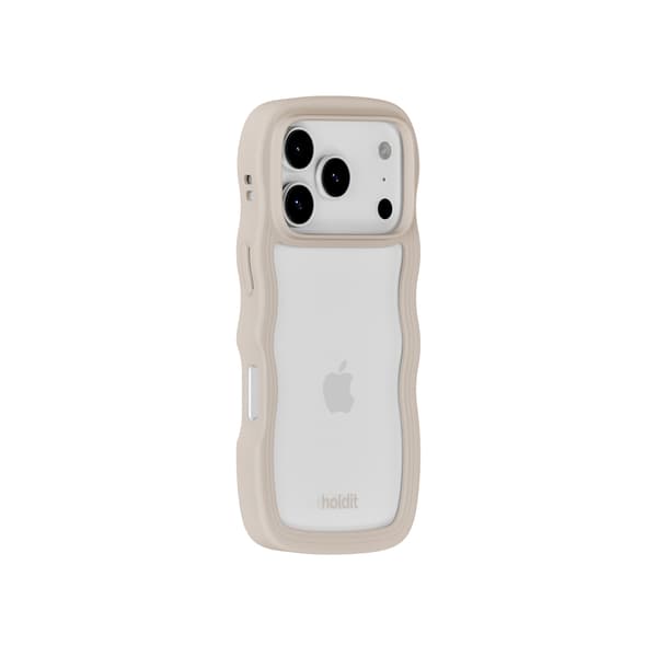 holdit iPhone 17 Pro Mobilskal Wavy Light Beige/Transparent