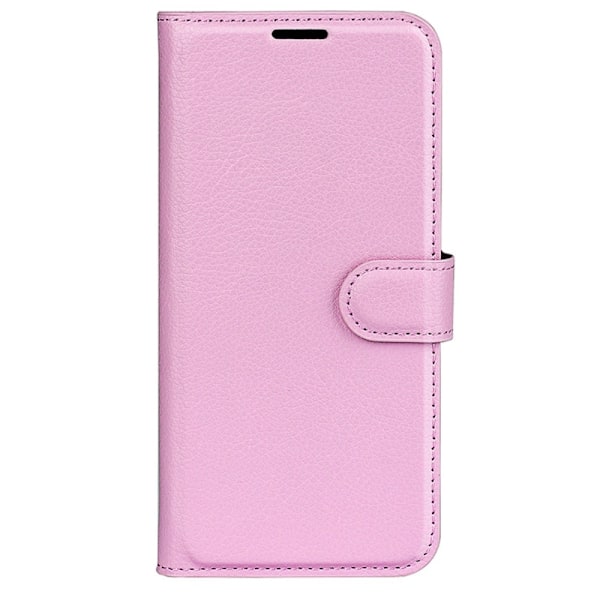 iPhone 16 Fodral Litchi Textur Läder Ljus Rosa