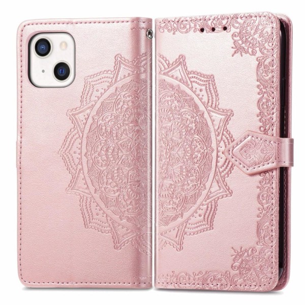 iPhone 13 - Mandala Läder Fodral - Roséguld