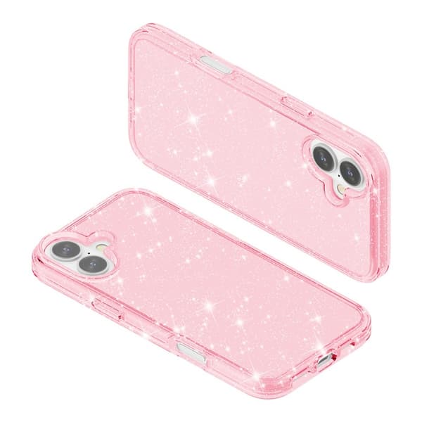 iPhone 17 Skal Hybrid Glitter Rosa