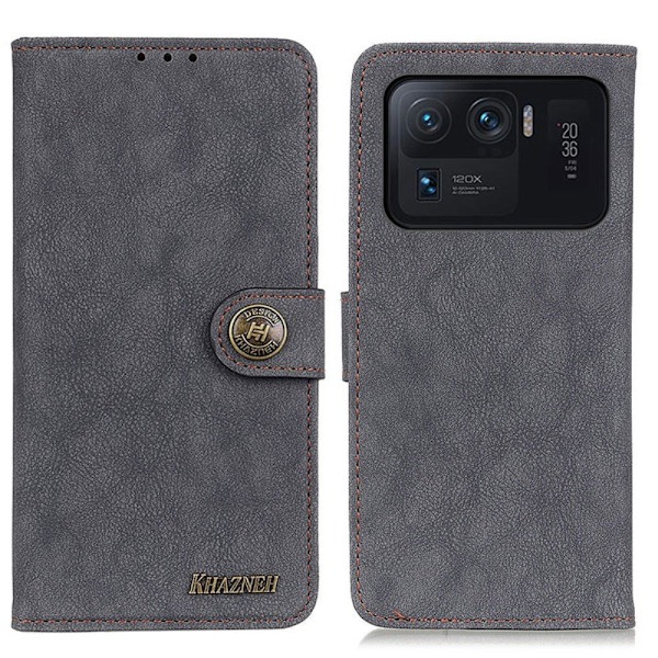 Xiaomi Mi 11 Ultra - KHAZNEH Split Läder Fodral - Svart Black Svart