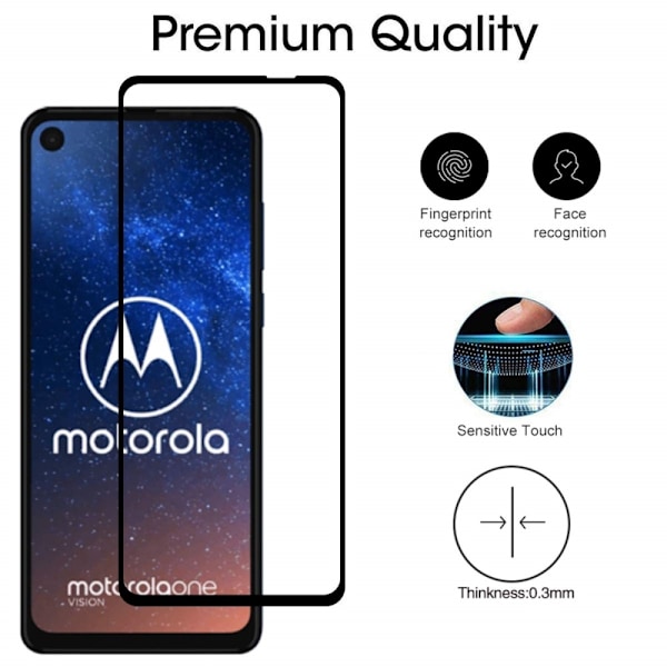 Motorola One Vision - 2-Pack härdat glas - Heltäckande skärmskydd