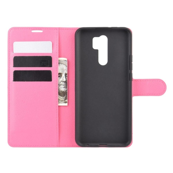 Xiaomi Redmi 9 - Litchi Plånboksfodral - Rosa Pink Rosa
