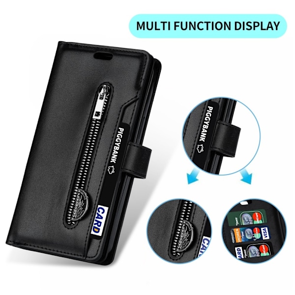 Samsung S9 Plus Multifunktionellt Flerkort Läder Fodral - Svart