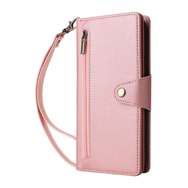 Google Pixel 10a Fodral Med Kortfack Läder Roséguld