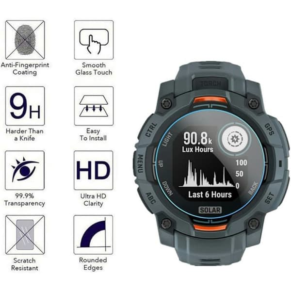 Garmin Instinct 3 50 mm 3-PACK Skärmskydd Härdat Glas