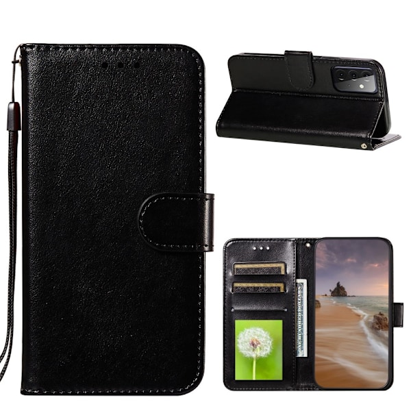 Samsung Galaxy A72 - Läder Fodral - Svart Black Svart