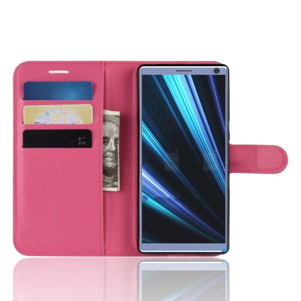 Sony Xperia 10 Plus - Litchi Plånboksfodral - Rosa Pink Rosa