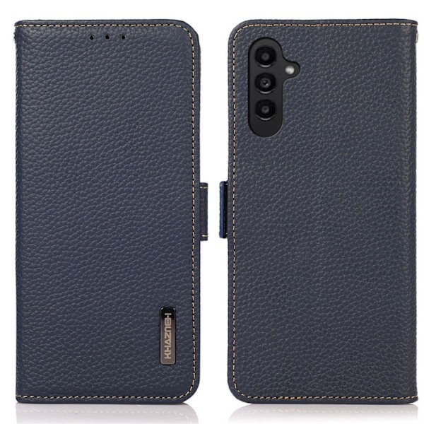KHAZNEH Galaxy S25 Plus / S24 Plus Fodral RFID Äkta Läder Blå