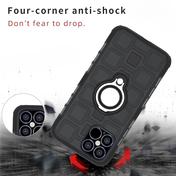 iPhone 12 Pro Max - Geometriskt Ring Skal - Svart Black Svart