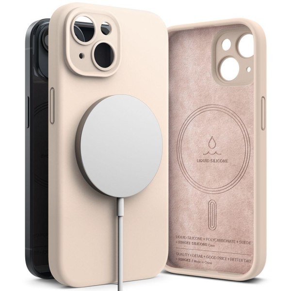 Ringke iPhone 15 Skal MagSafe Silikon Pink Sand