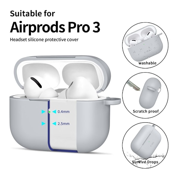Tech-Protect AirPods Pro 3 Skal Silikon Hook Crayon Grey