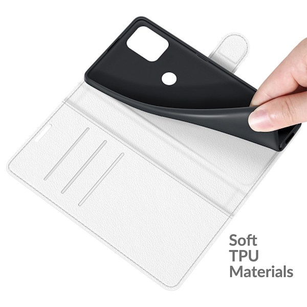 Motorola Moto G100 - Litchi Läder Fodral - Vit White Vit