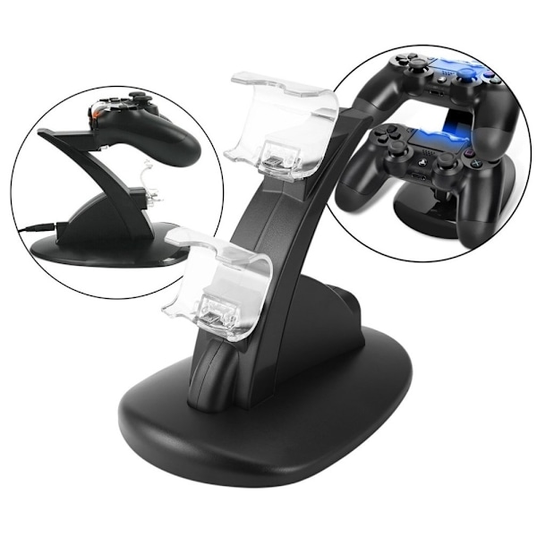Dockstation För Två Playstation PS4 Kontroller med LED-indikatorer