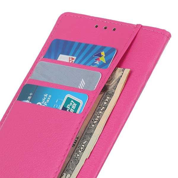 Galaxy S25 Plus / S24 Plus Fodral Litchi Läder Rosa