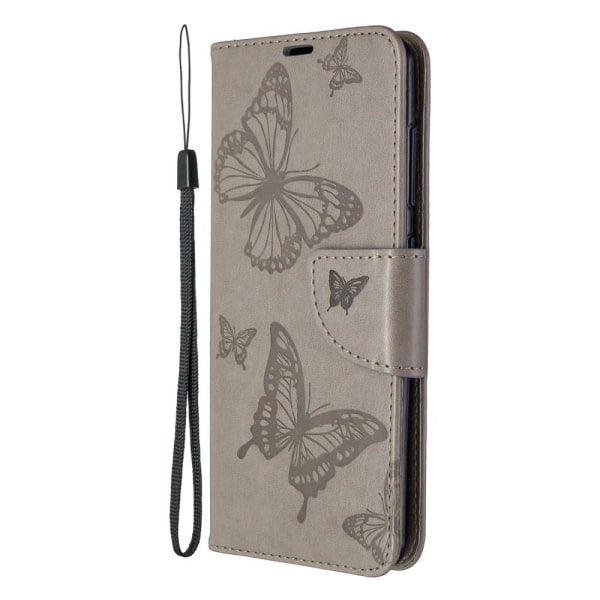 Samsung Galaxy A41 - Fjärilar Plånboksfodral - Grå Grey Grå