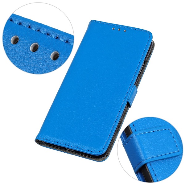 Xiaomi Mi 10T / 10T Pro - Litchi Läder Fodral - Blå Blue Blå