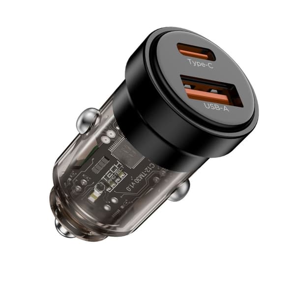 Tech-Protect 30W PD QC Billaddare USB-C / USB-A Svart