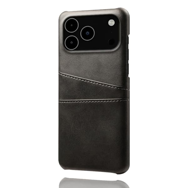 iPhone 17 Pro Max Skal Med Kortfack Läder Svart