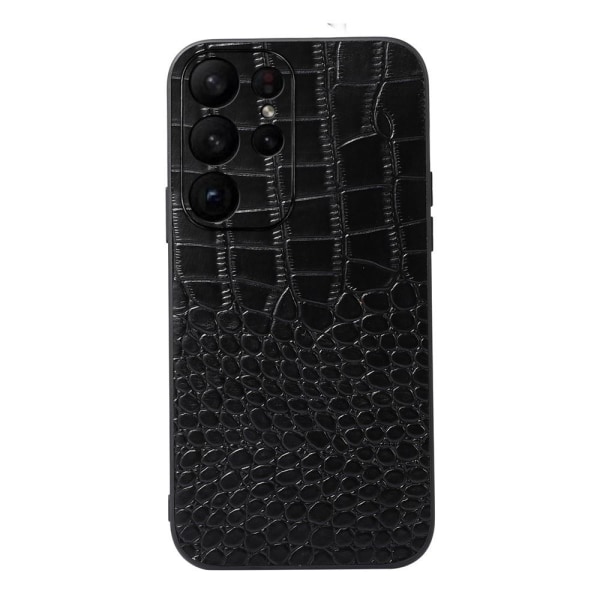 Samsung Galaxy S23 Ultra Skal Äkta Läder Krokodil Textur Svart