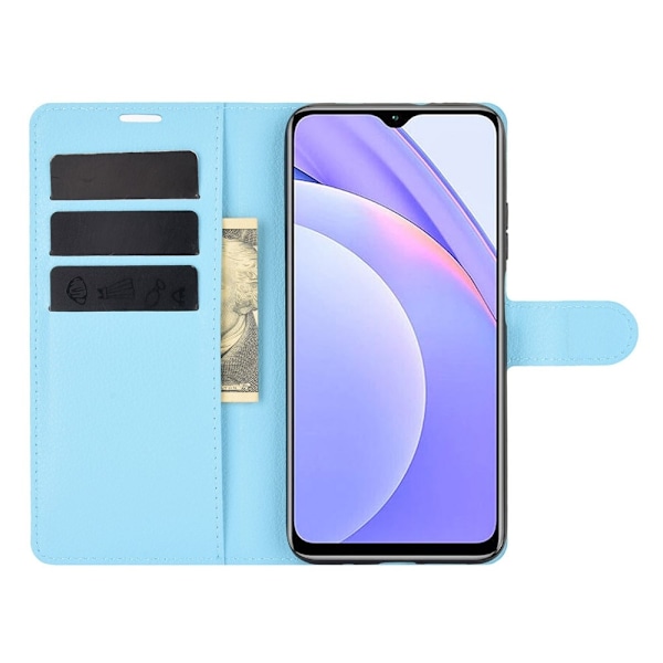 Xiaomi Redmi 9T - Litchi Läder Fodral - Blå Blue Blå