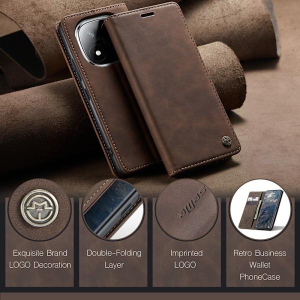 CASEME Redmi Note 14 Pro/Pro Plus 5G Fodral Flip Retro Läder