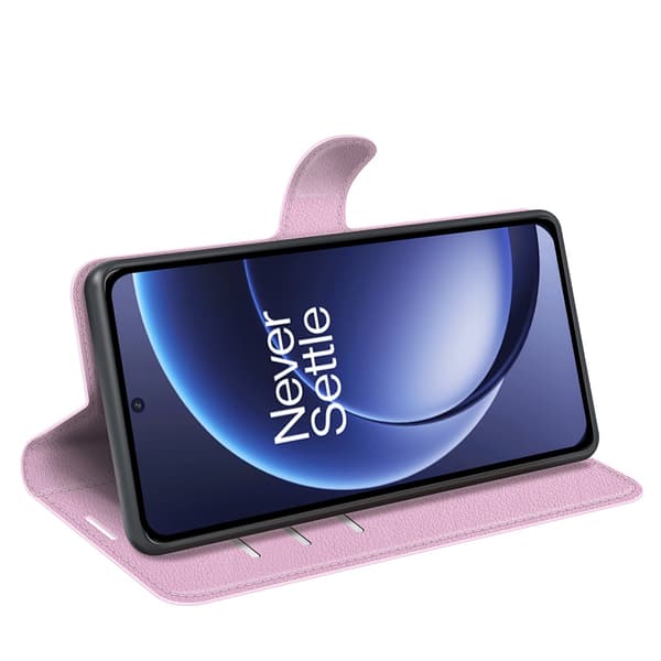 OnePlus 15 Fodral Litchi Läder Ljus Rosa