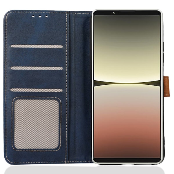 Sony Xperia 1 V Fodral Dual-Color Läder Blå