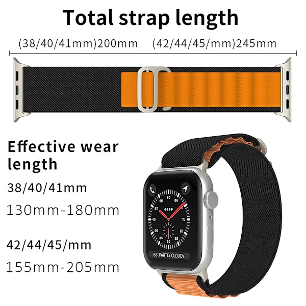 Apple Watch 38/40/41 mm Armband Alpine Pro Loop Svart/Orange
