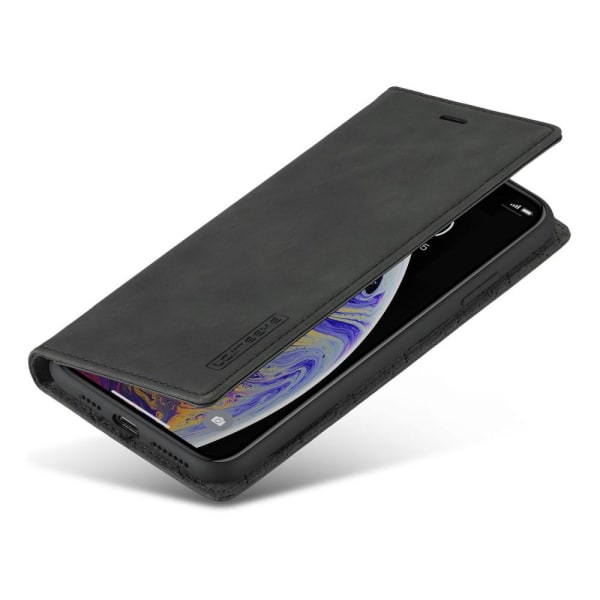 iPhone X/Xs - LC.IMEEKE Läder Flip Fodral - Svart Black Svart