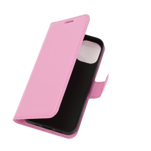 iPhone 12 Mini - Litchi Textur Fodral - Ljus Rosa LightPink Ljus Rosa