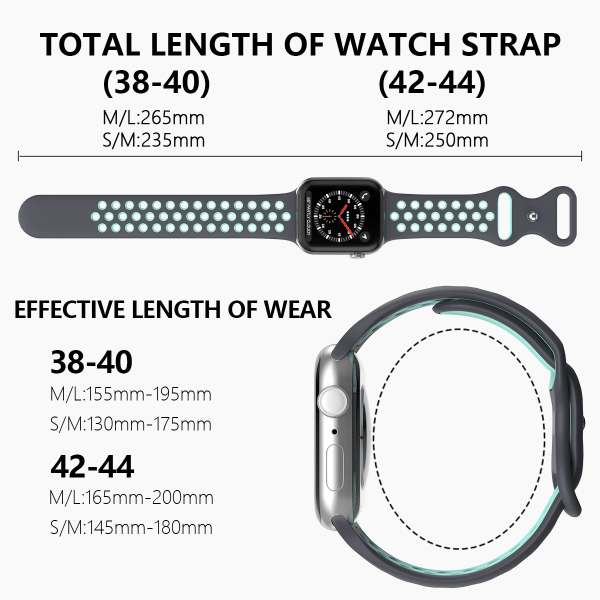 Sportarmband Dual-Color Apple Watch 41/40/38 mm (M/L) Grå/Teal