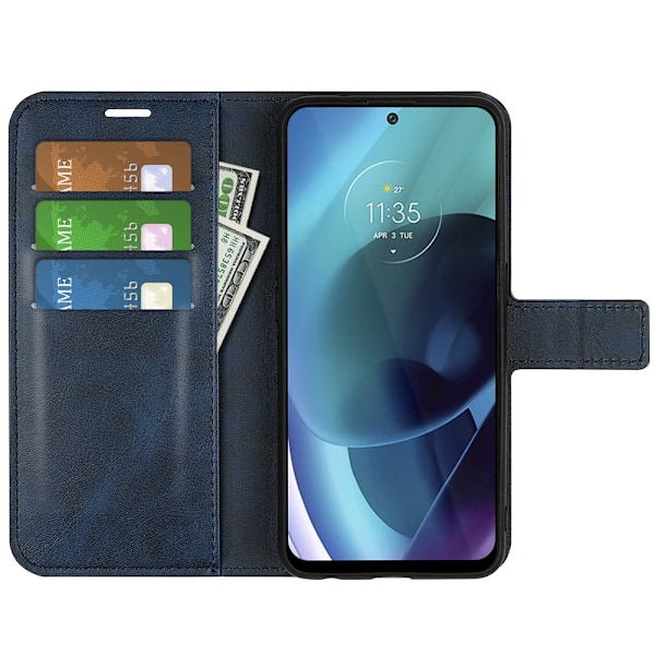 Motorola Moto G71 Fodral Solid Läder Blå