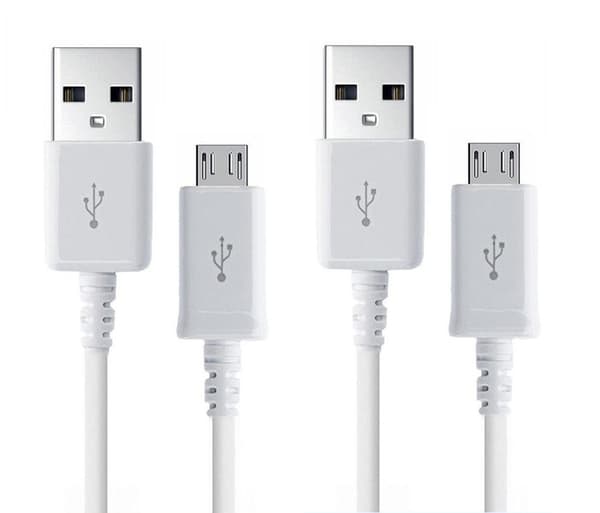 2-Pack - 3 Meter Micro-USB Laddningskabel Samsung/Sony/Huawei/LG White Vit