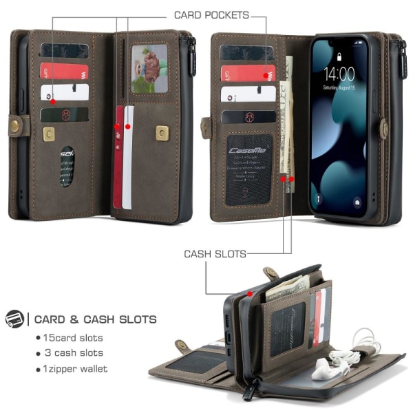 CASEME iPhone 13 Fodral/Skal Magnet 2in1 Multifunktionell Brun