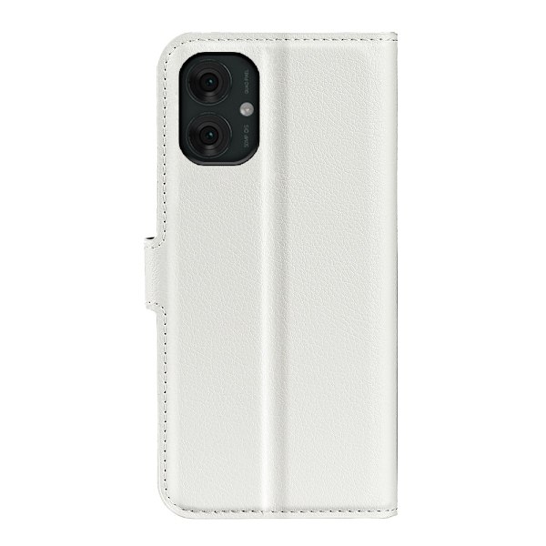 Motorola Moto G55 5G Fodral Litchi Läder Vit